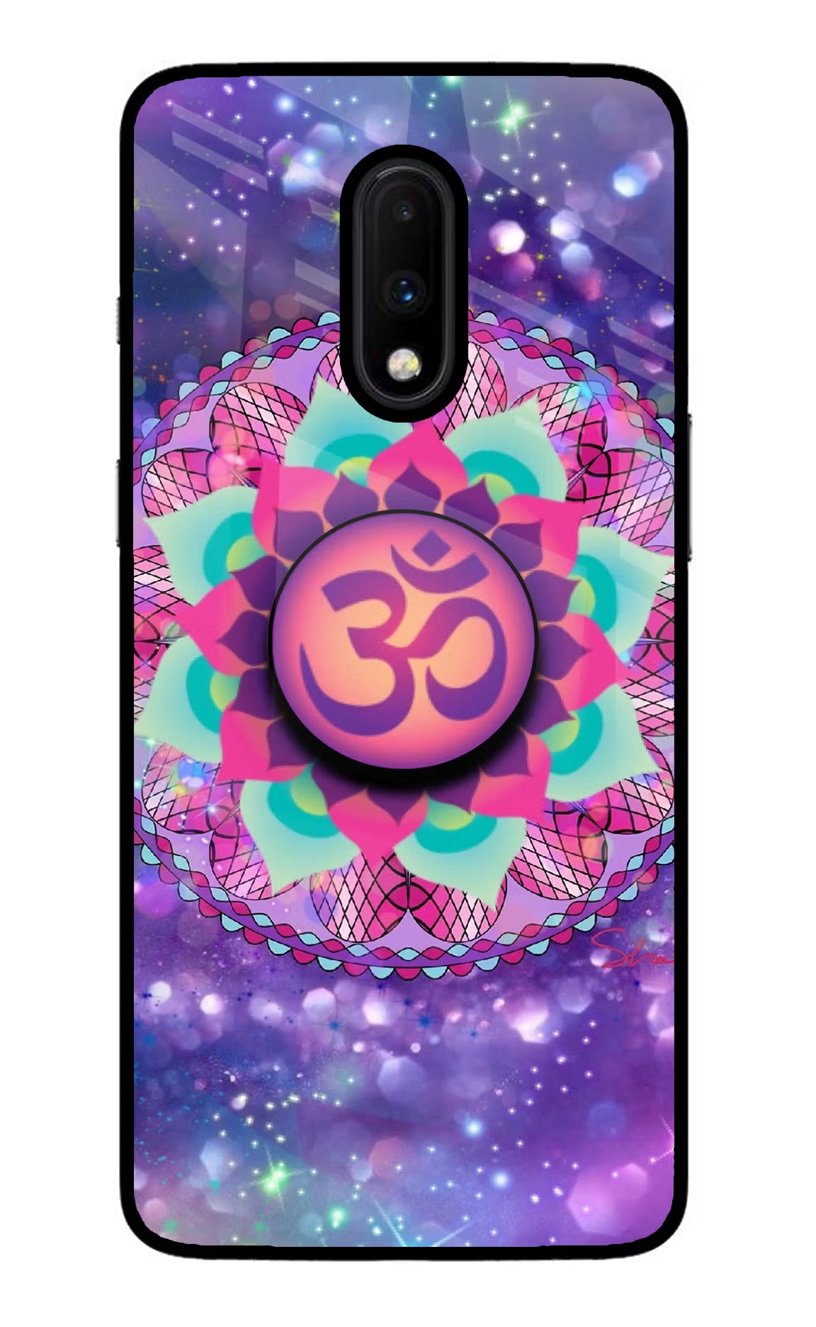 Om Purple Oneplus 7 Glass Case
