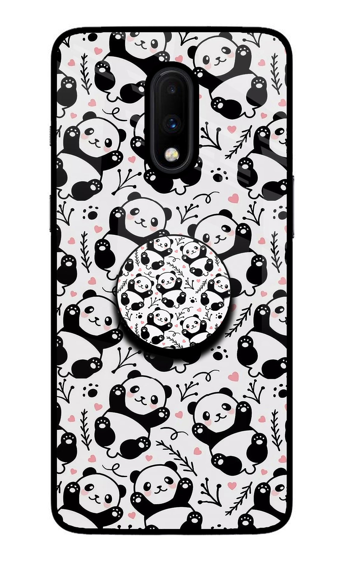 Cute Panda Oneplus 7 Glass Case