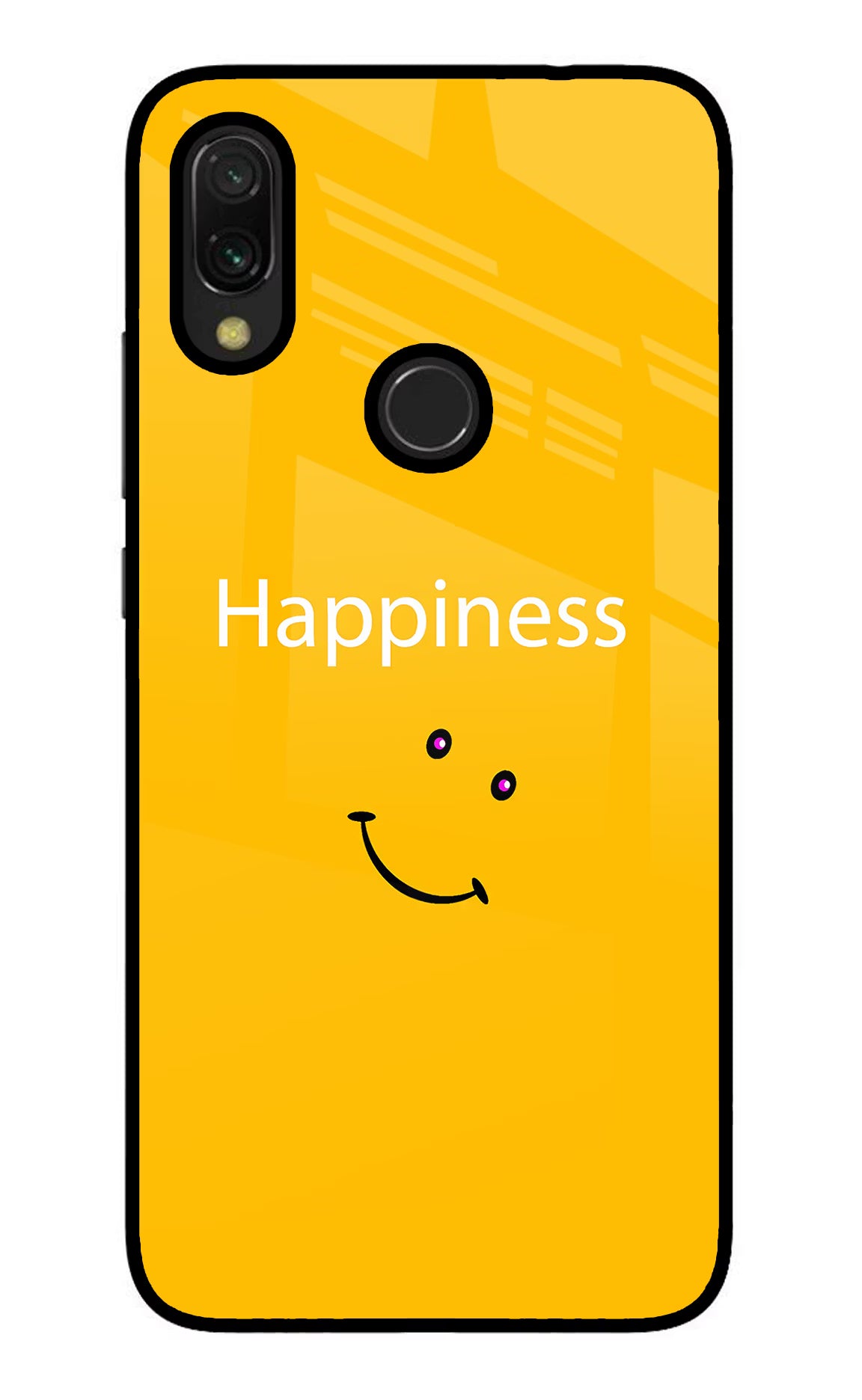 Happiness With Smiley Redmi 7 Glass Case Back Cover by Casekaro