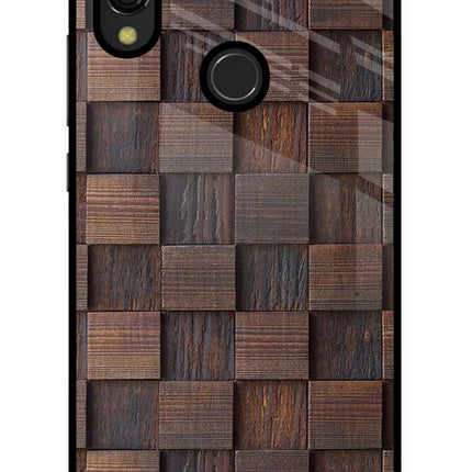 Wooden Cube Design Redmi 7 Glass Case Back Cover by Casekaro