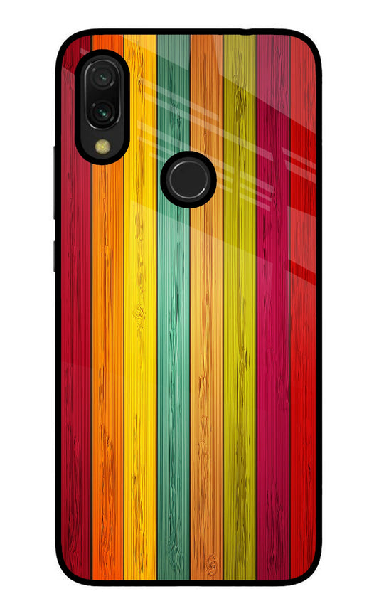 Multicolor Wooden Redmi 7 Glass Case