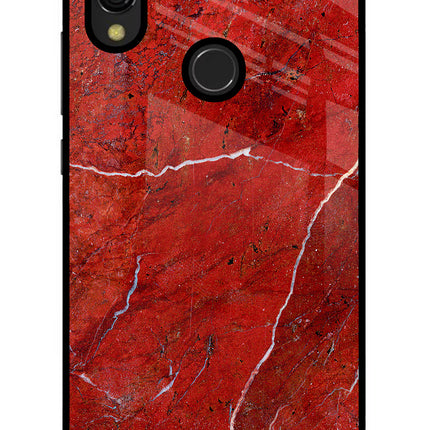 Red Marble Design Redmi 7 Glass Case