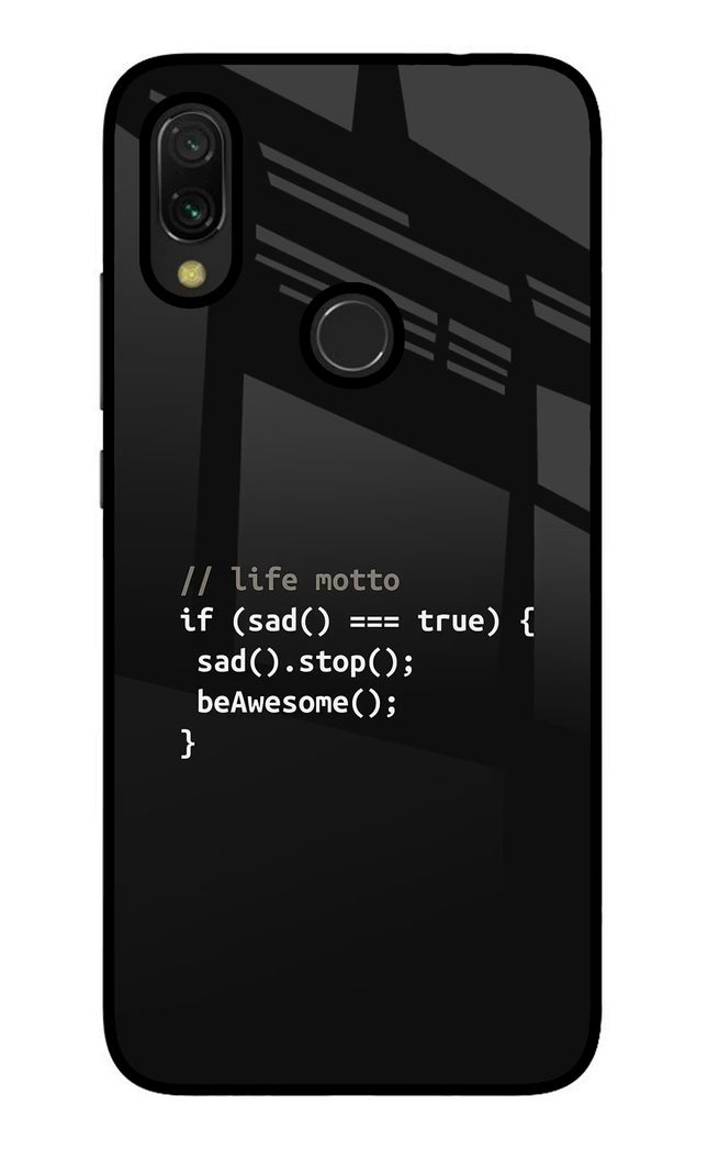 Life Motto Code Redmi 7 Glass Case Back Cover by Casekaro