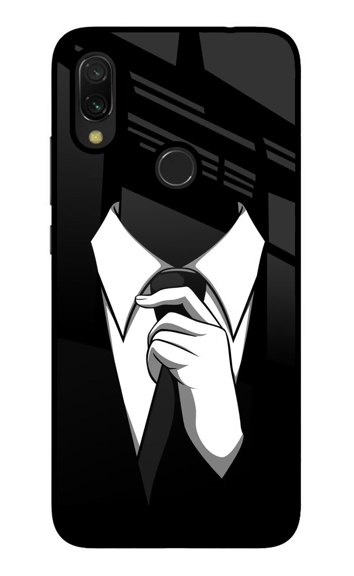 Black Tie Redmi 7 Glass Case Back Cover by Casekaro