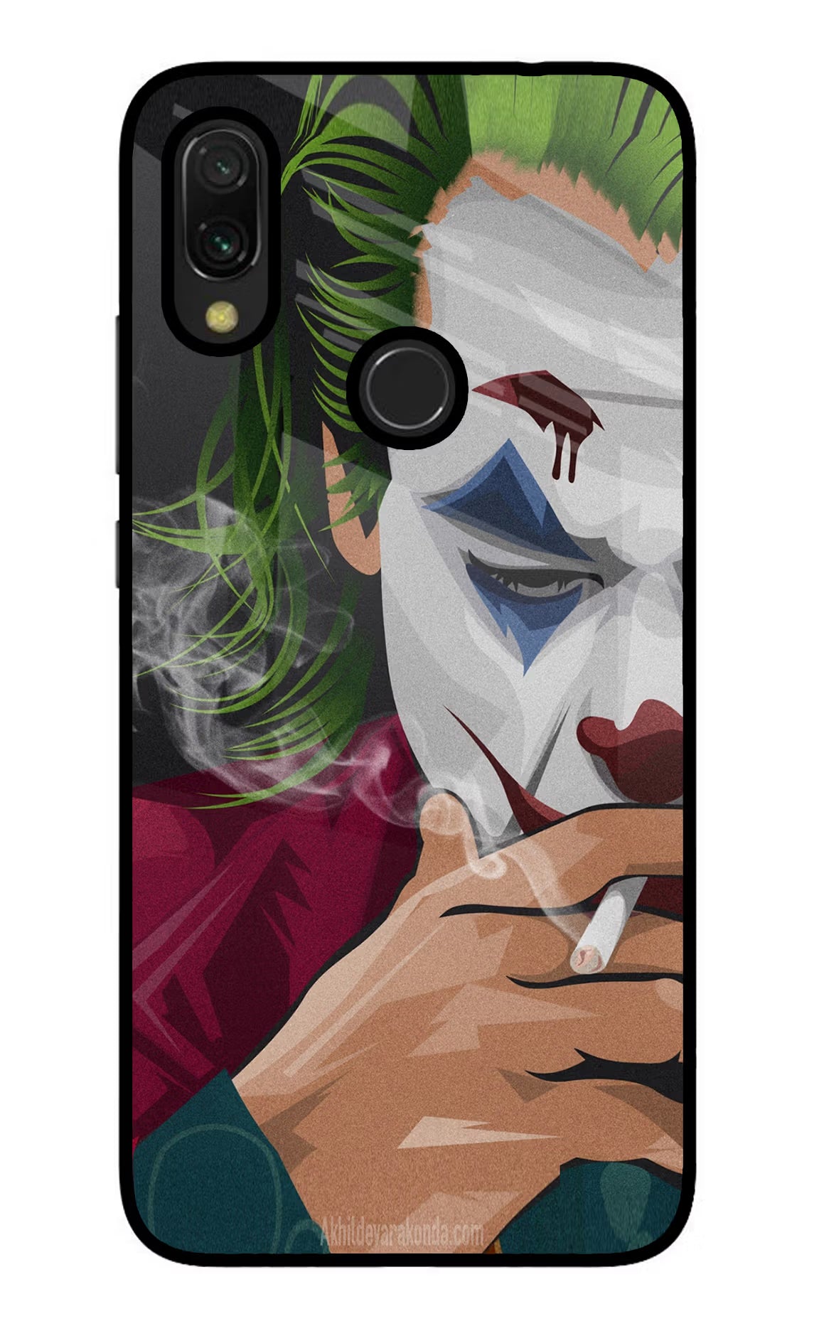 Joker Smoking Redmi 7 Glass Case Back Cover by Casekaro