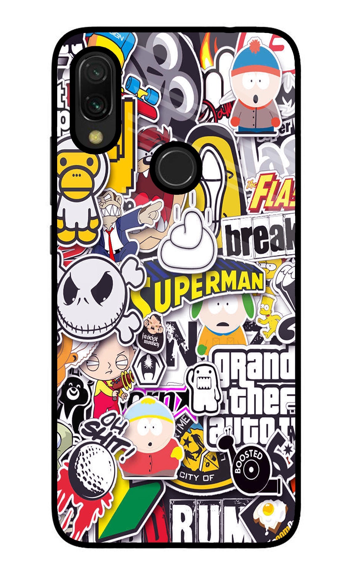 Sticker Bomb Redmi 7 Glass Case