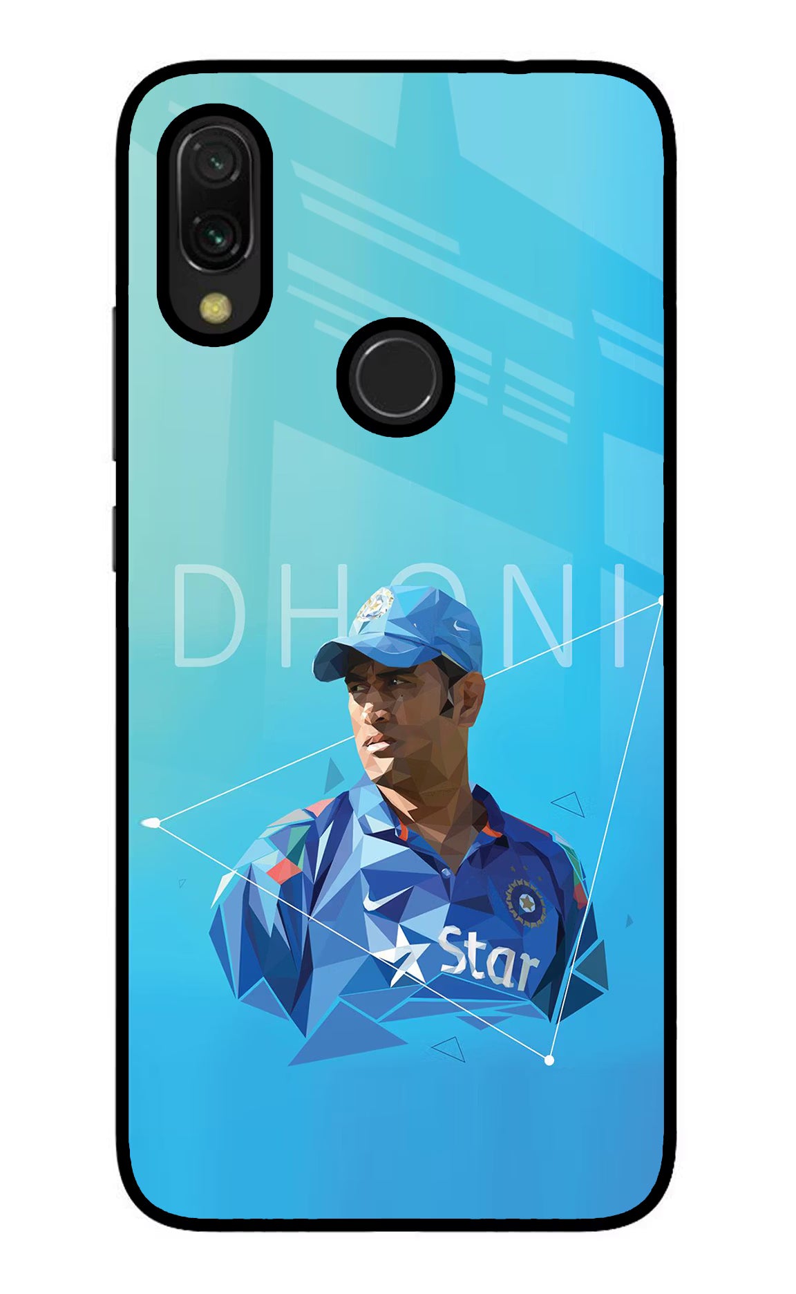 Dhoni Artwork Redmi 7 Glass Case
