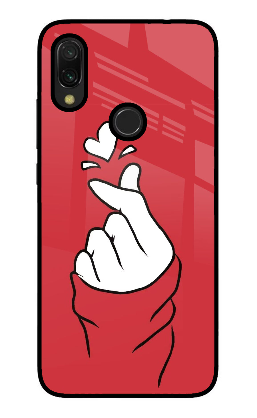 Korean Love Sign Redmi 7 Back Cover, Glass case