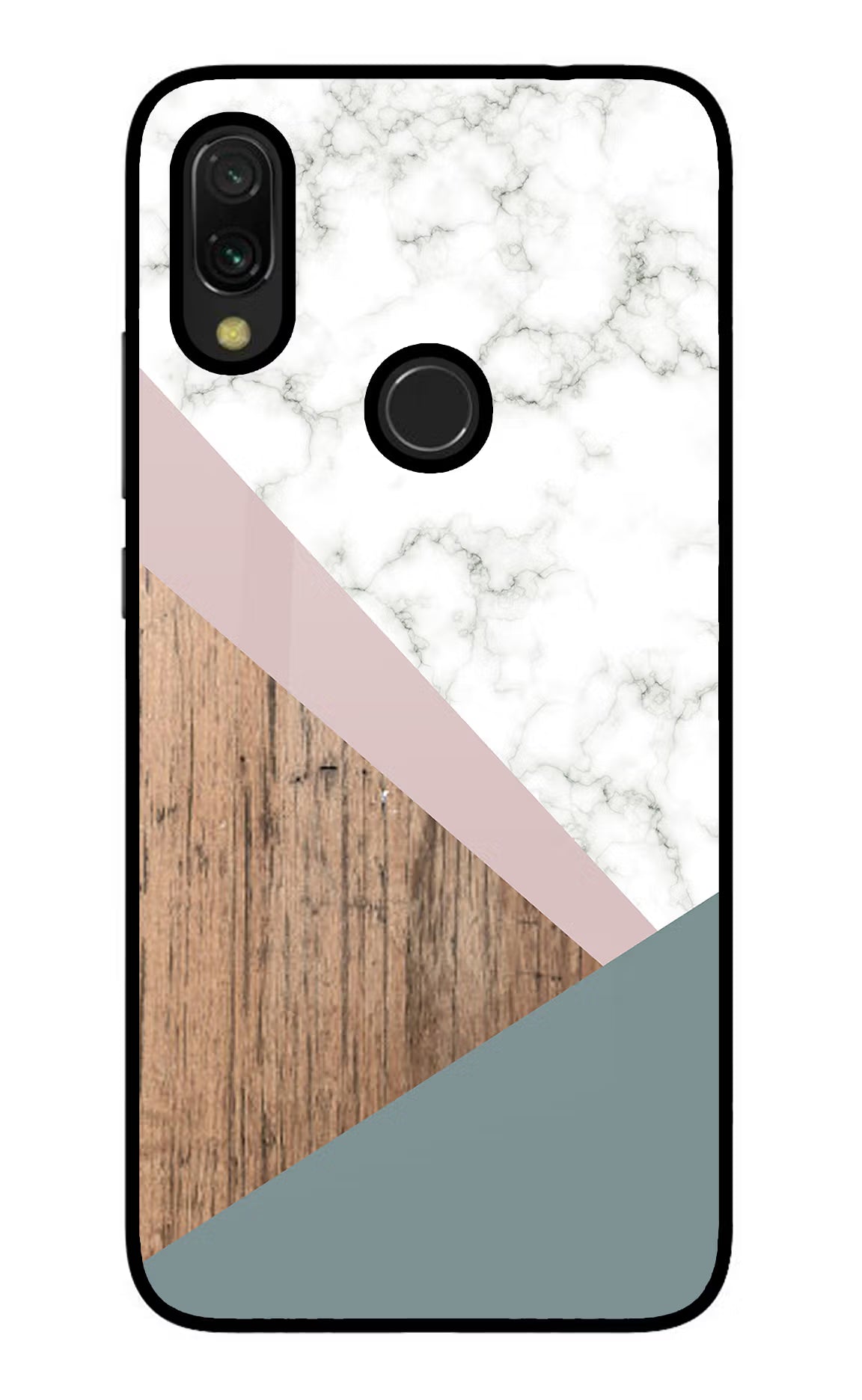 Marble wood Abstract Redmi 7 Glass Case Back Cover by Casekaro