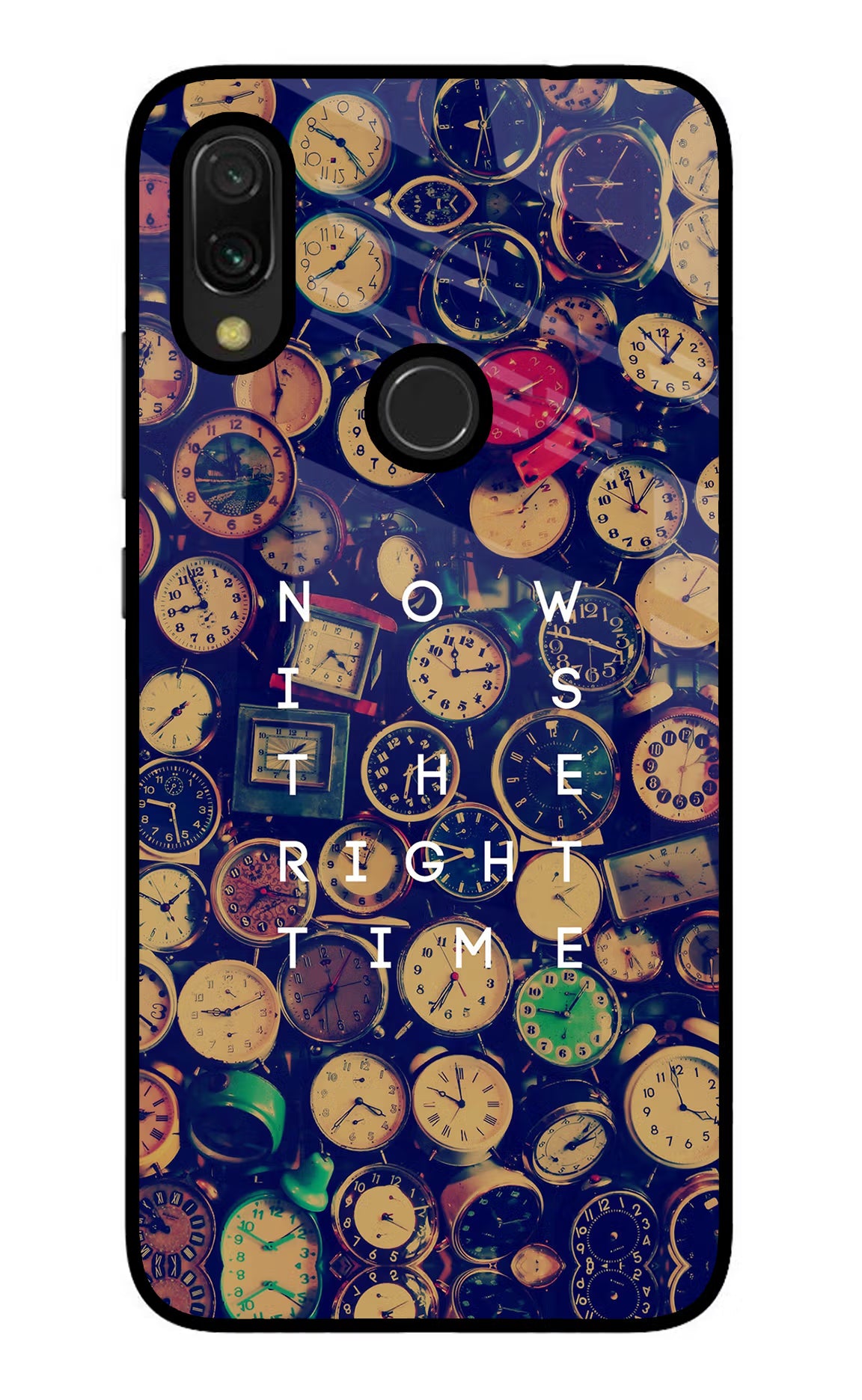 Now is the Right Time Quote Redmi 7 Glass Case Back Cover by Casekaro