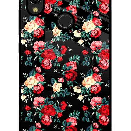 Rose Pattern Redmi 7 Glass Case Back Cover by Casekaro