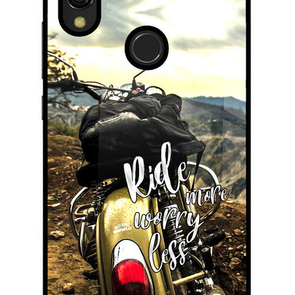 Ride More Worry Less Redmi 7 Glass Case Back Cover by Casekaro