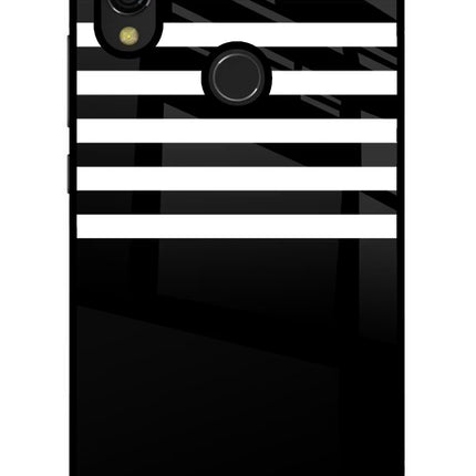 Black and White Print Redmi 7 Glass Case Back Cover by Casekaro