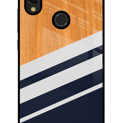 Blue and white wooden Redmi 7 Glass Case