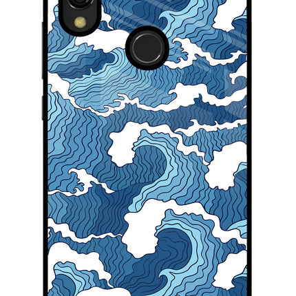 Blue Waves Redmi 7 Glass Case