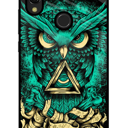 Green Owl Redmi 7 Glass Case Back Cover by Casekaro