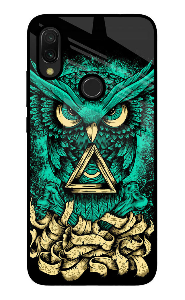 Green Owl Redmi 7 Glass Case Back Cover by Casekaro