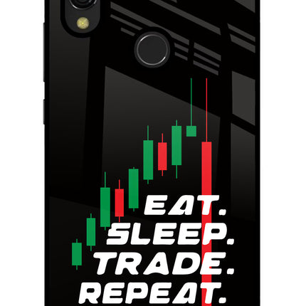 Eat Sleep Trade Repeat Redmi 7 Glass Case Back Cover by Casekaro