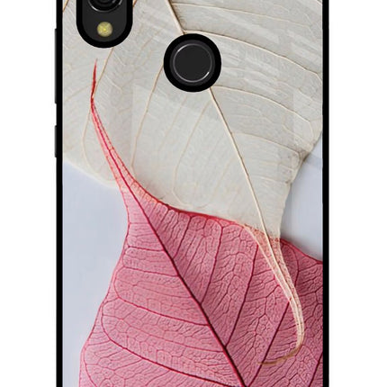 White Pink Leaf Redmi 7 Glass Case Back Cover by Casekaro