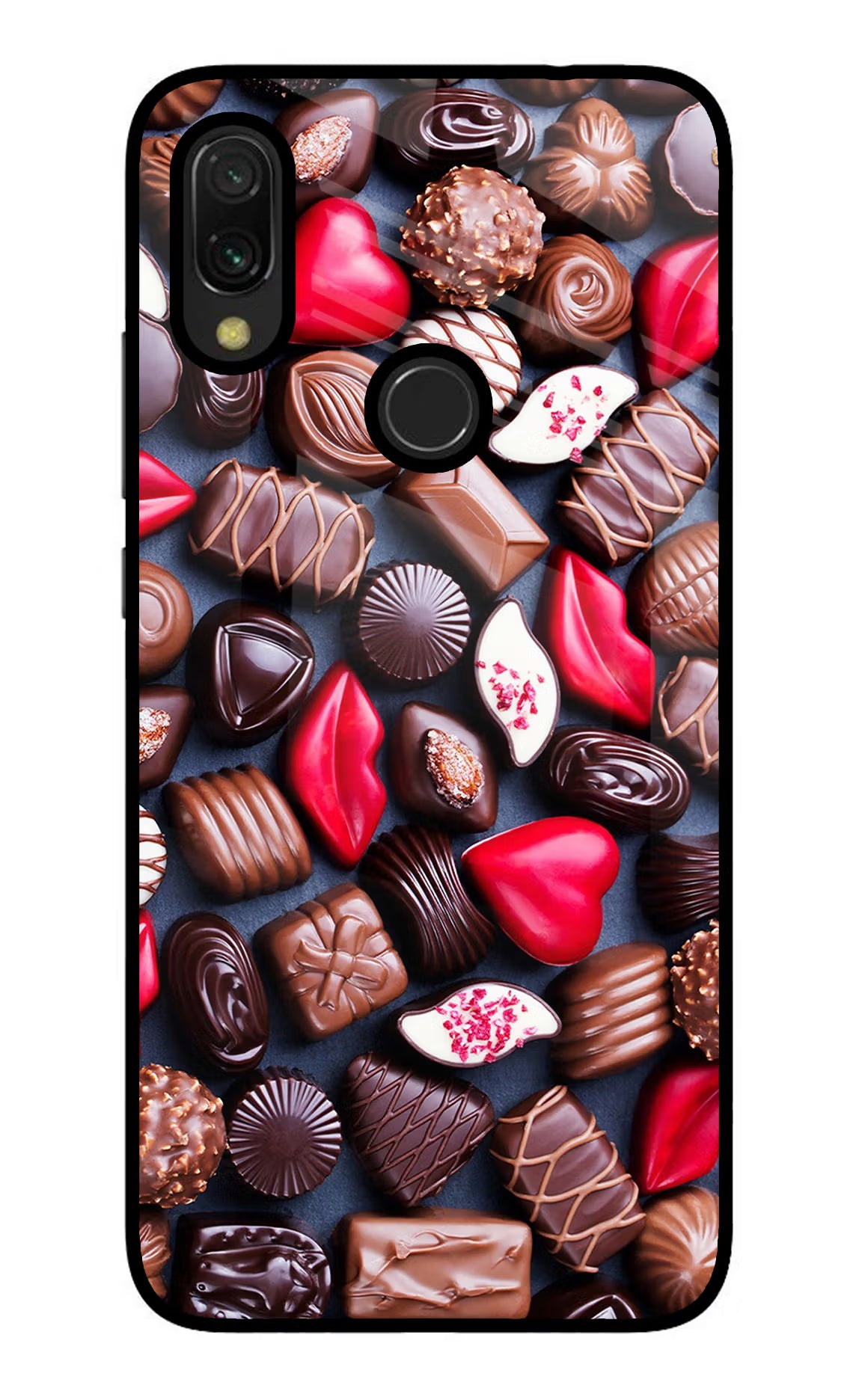 Chocolates Redmi 7 Glass Case Back Cover by Casekaro