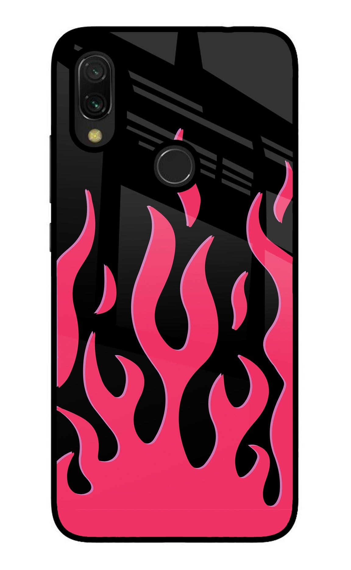 Fire Flames Redmi 7 Glass Case