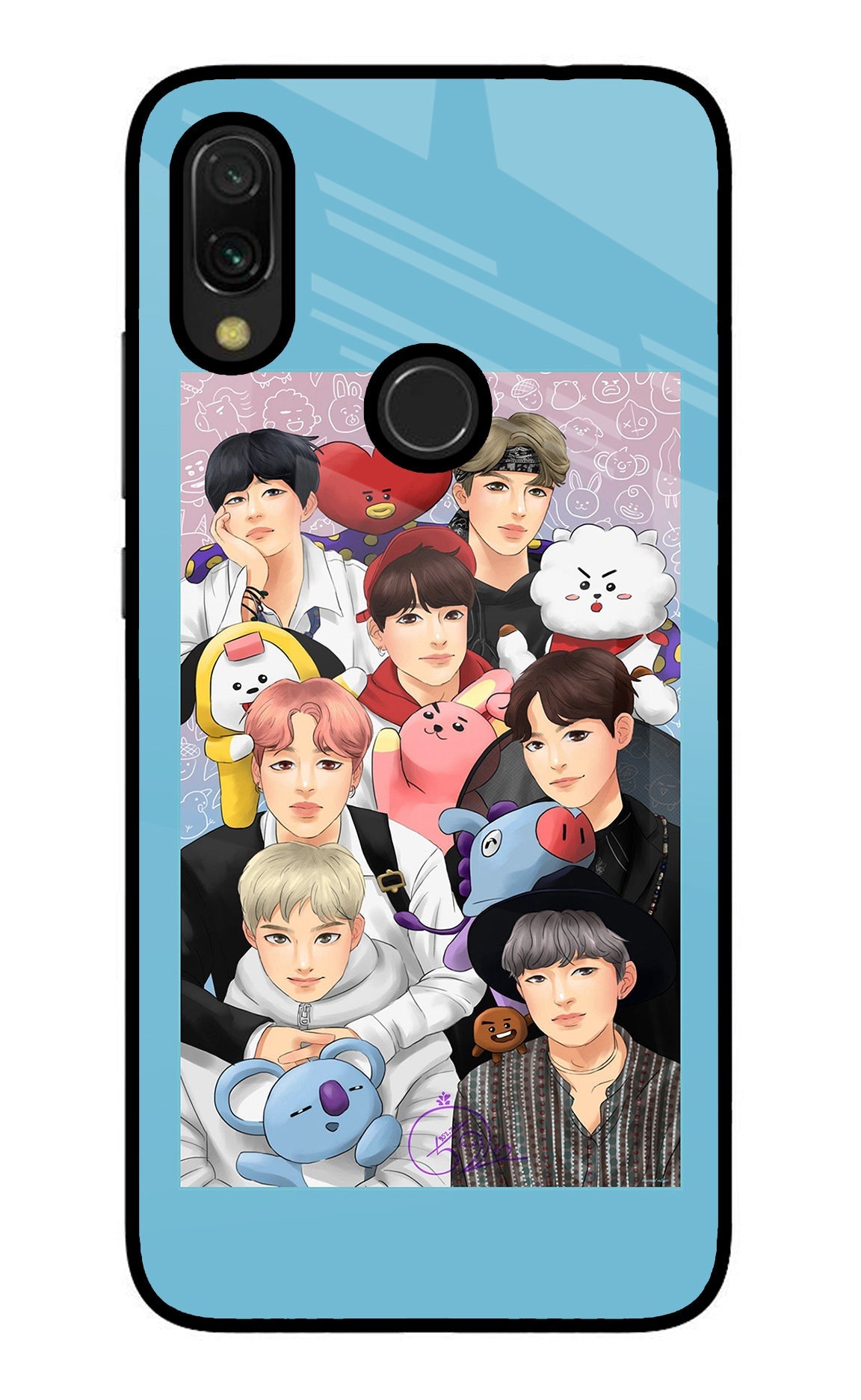 BTS with animals Redmi 7 Glass Case