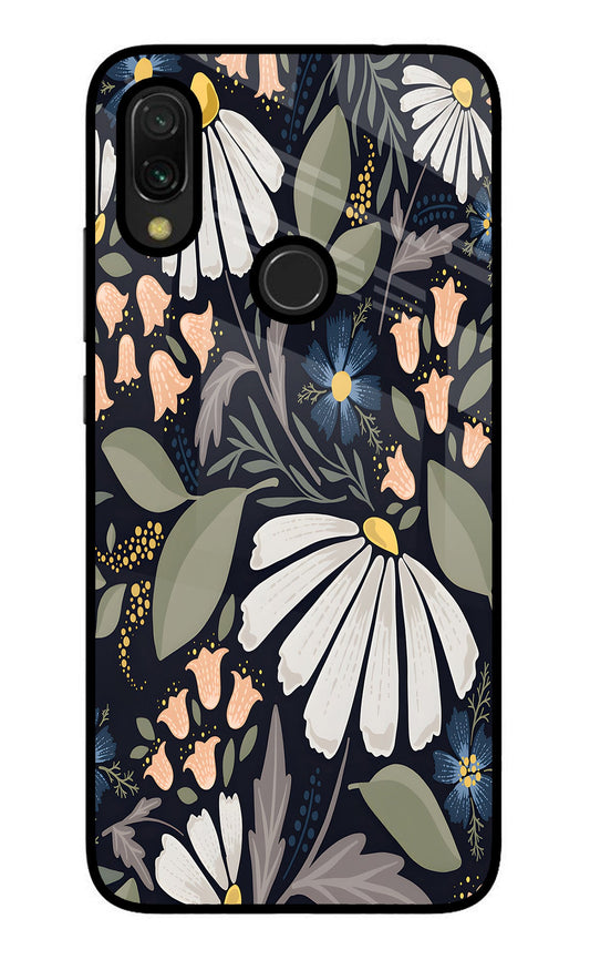 Flowers Art Redmi 7 Glass Case