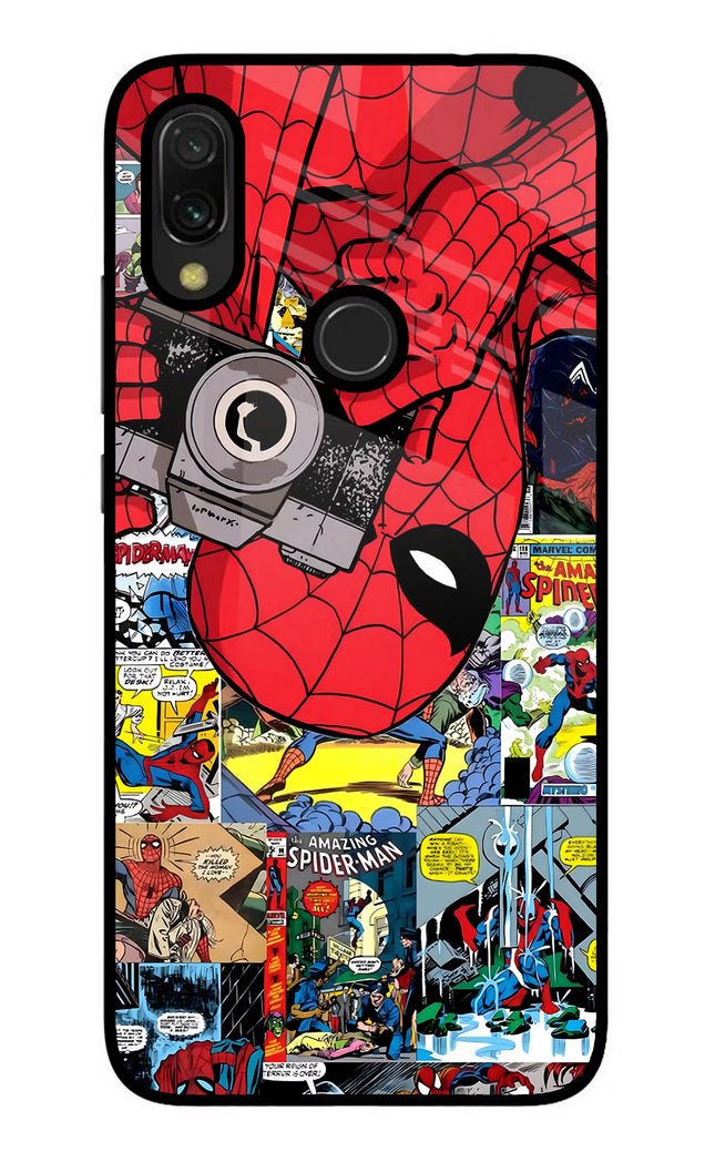 Spider Man Redmi 7 Glass Case Back Cover by Casekaro