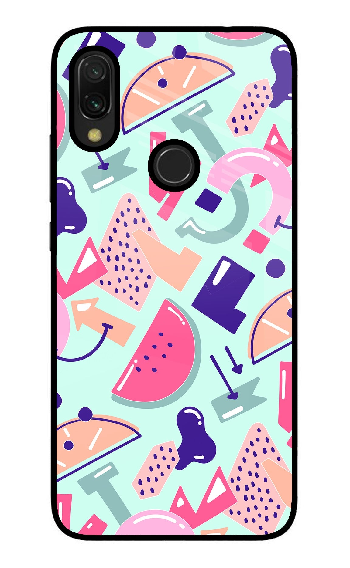 Doodle Pattern Redmi 7 Glass Case