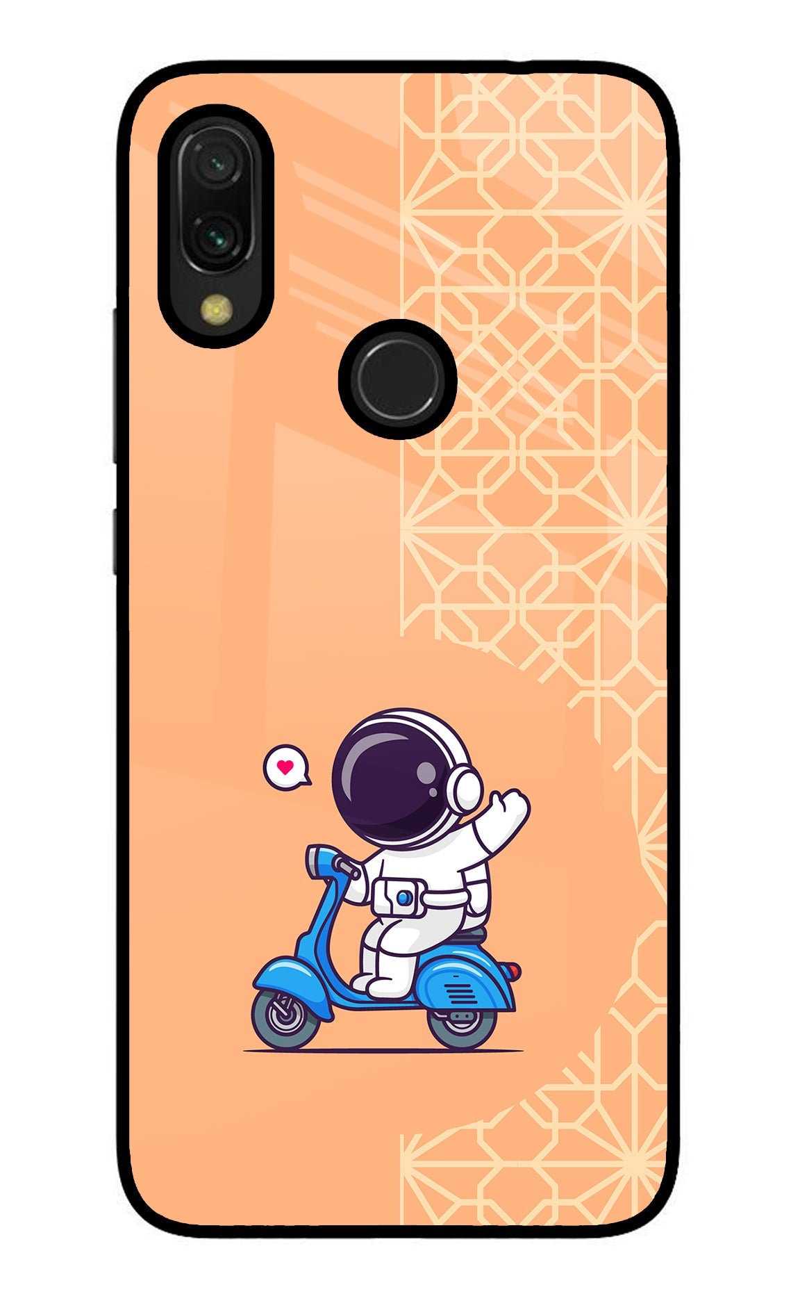 Cute Astronaut Riding Redmi 7 Glass Case