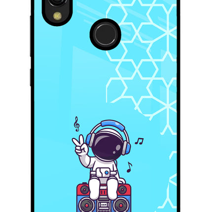 Cute Astronaut Chilling Redmi 7 Glass Case Back Cover by Casekaro
