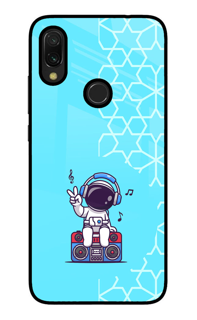 Cute Astronaut Chilling Redmi 7 Glass Case Back Cover by Casekaro