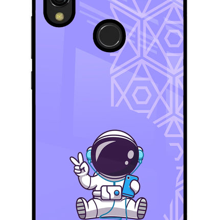 Cute Astronaut Chilling Redmi 7 Glass Case Back Cover by Casekaro