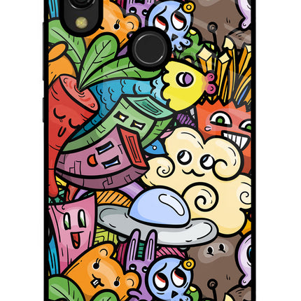 Veggie Doodle Redmi 7 Glass Case Back Cover by Casekaro