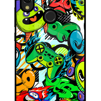 Game Doodle Redmi 7 Glass Case Back Cover by Casekaro