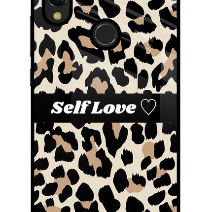 Leopard Print Self Love Redmi 7 Glass Case Back Cover by Casekaro