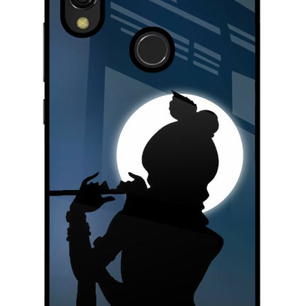Shri Krishna Silhouette Redmi 7 Glass Case Back Cover by Casekaro