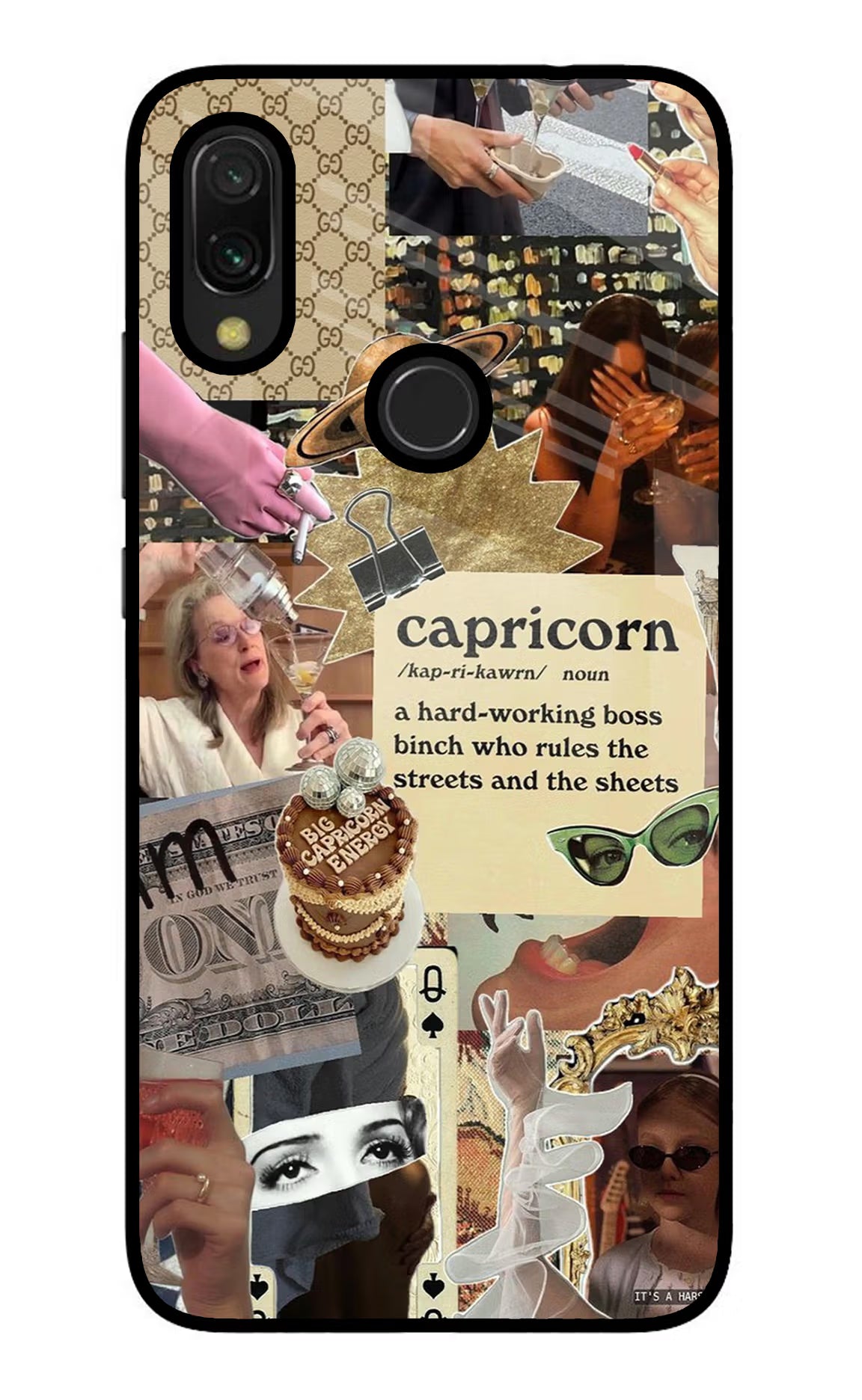 Capricorn Zodiac Redmi 7 Glass Case Back Cover by Casekaro