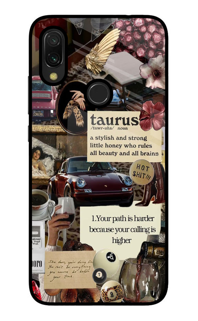 Taurus Zodiac Redmi 7 Glass Case Back Cover by Casekaro