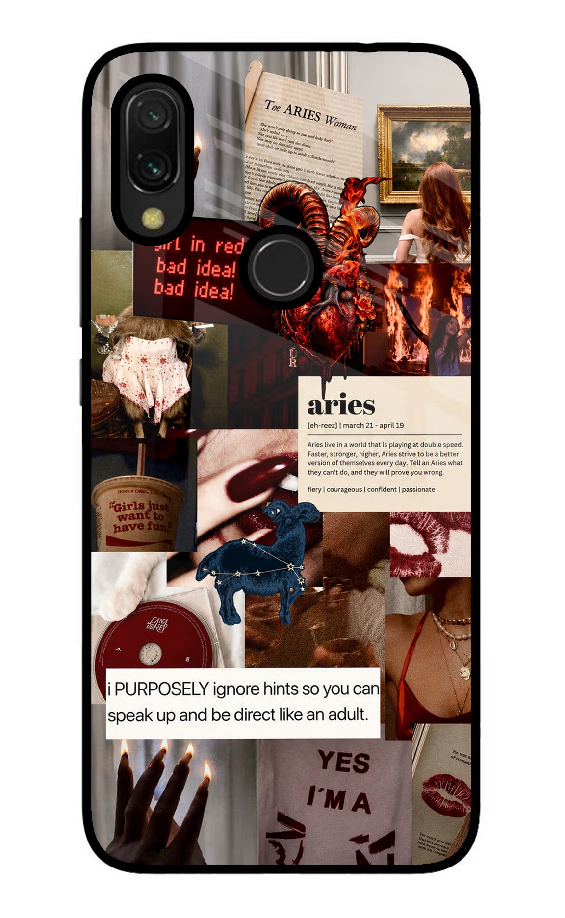 Zodiac Aries Redmi 7 Glass Case