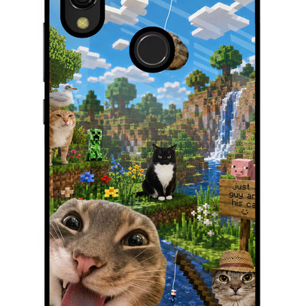 Minecraft Cat Chaos Redmi 7 Glass Case Back Cover by Casekaro