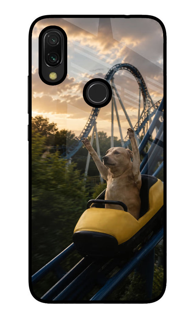 Rollercoaster Dog Redmi 7 Glass Case Back Cover by Casekaro
