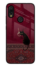 Midnight Cat Redmi 7 Glass Case Back Cover by Casekaro