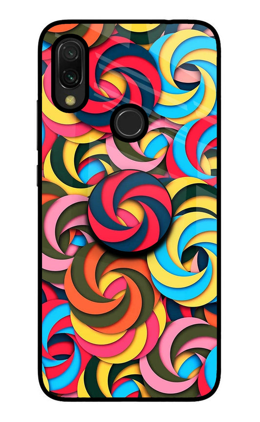 Spiral Pattern Redmi 7 Glass Case