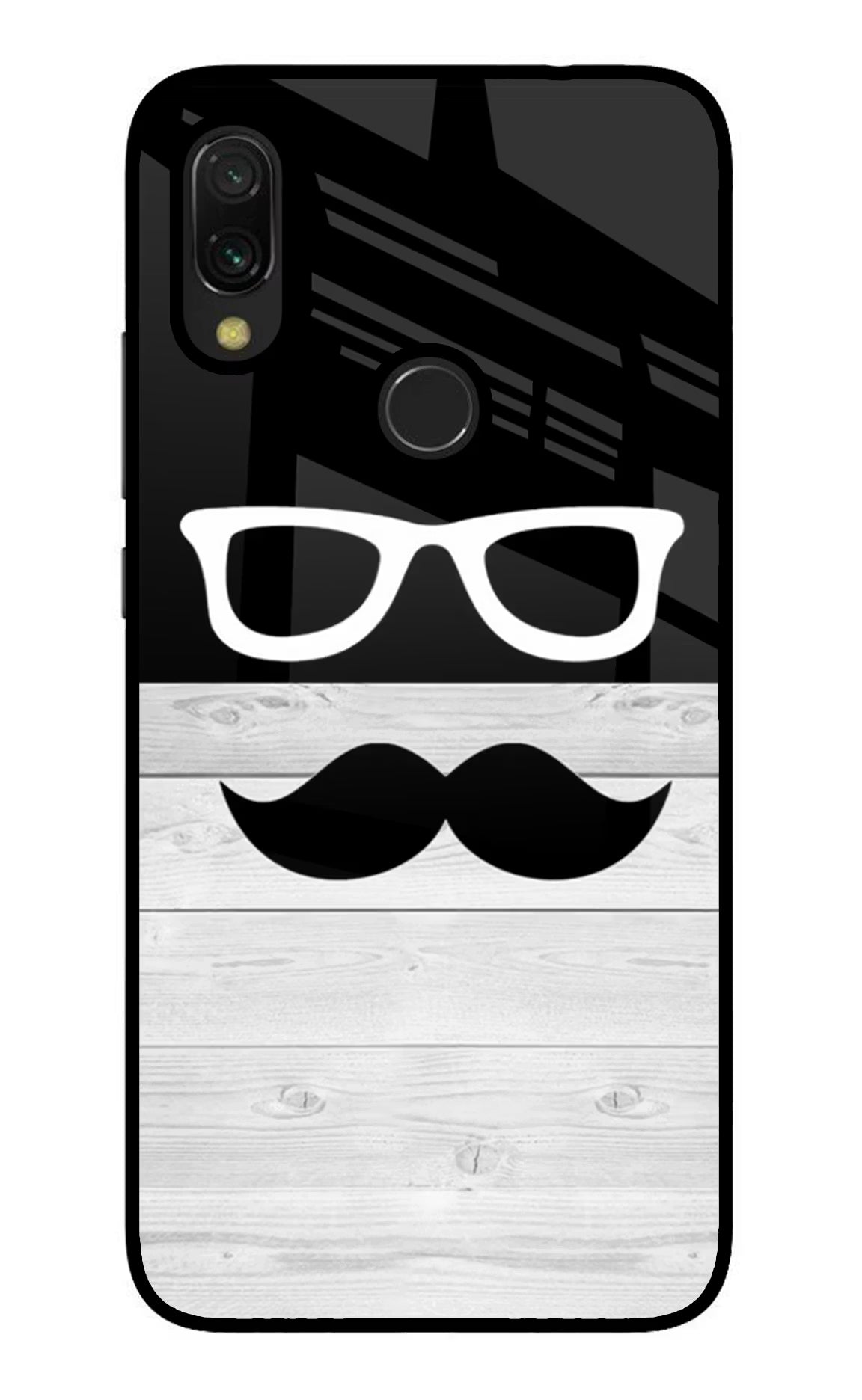 Mustache Redmi Y3 Glass Case Back Cover by Casekaro