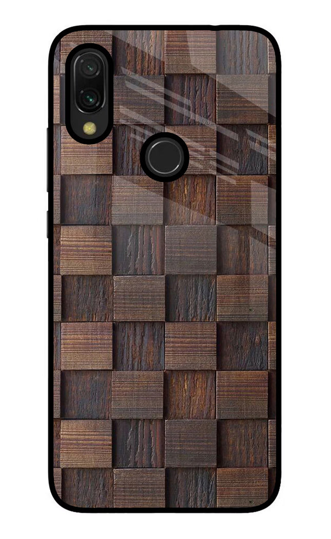 Wooden Cube Design Redmi Y3 Glass Case Back Cover by Casekaro