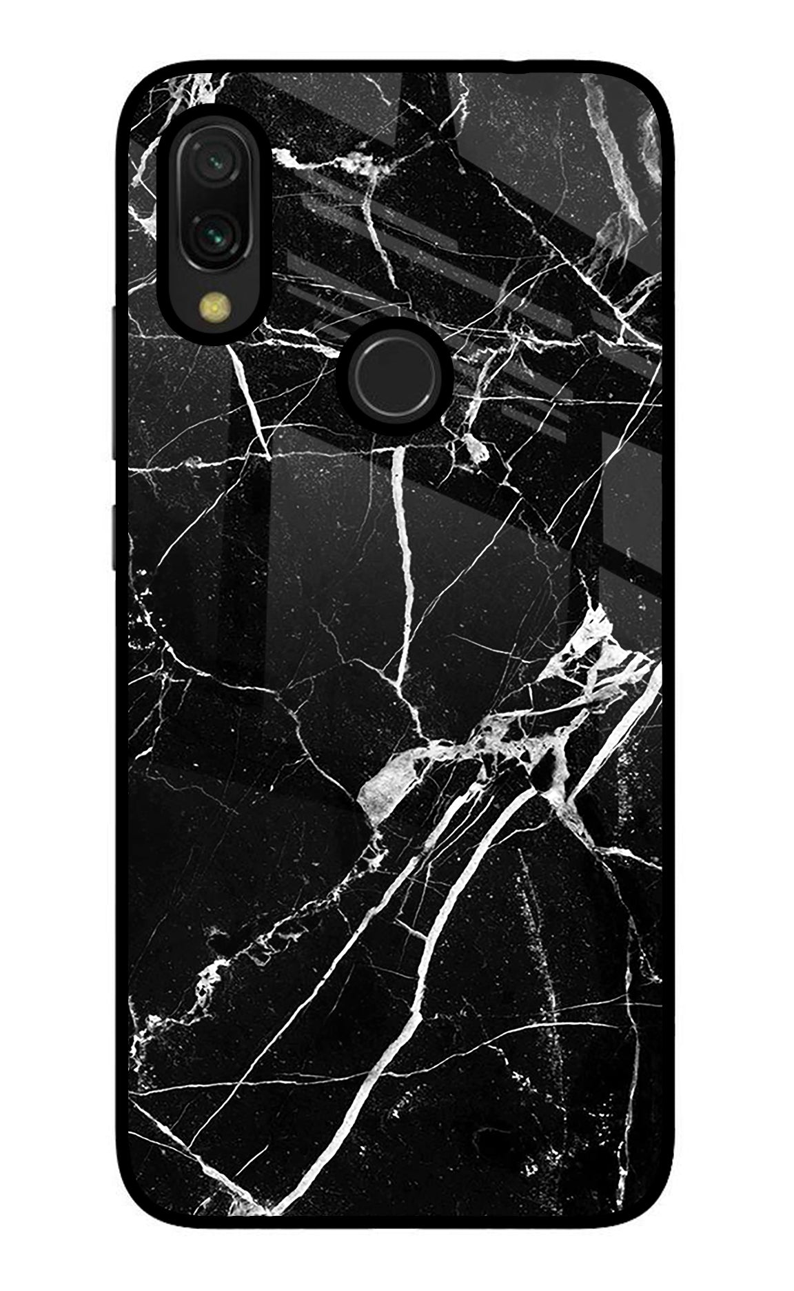 Black Marble Pattern Redmi Y3 Glass Case