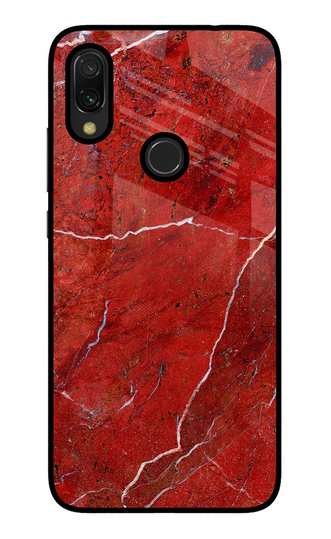 Red Marble Design Redmi Y3 Glass Case