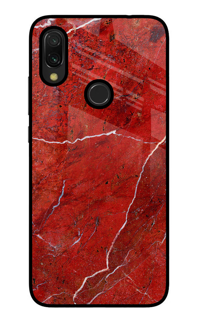 Red Marble Design Redmi Y3 Glass Case Back Cover by Casekaro