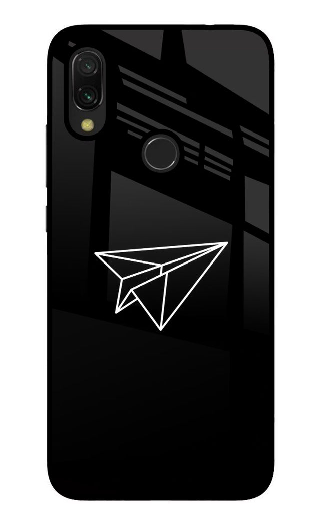 Paper Plane White Redmi Y3 Glass Case Back Cover by Casekaro